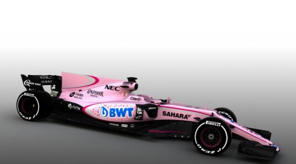 Team drivers Sergio Perez and Esteban Ocon will sport helmets with similar hues.