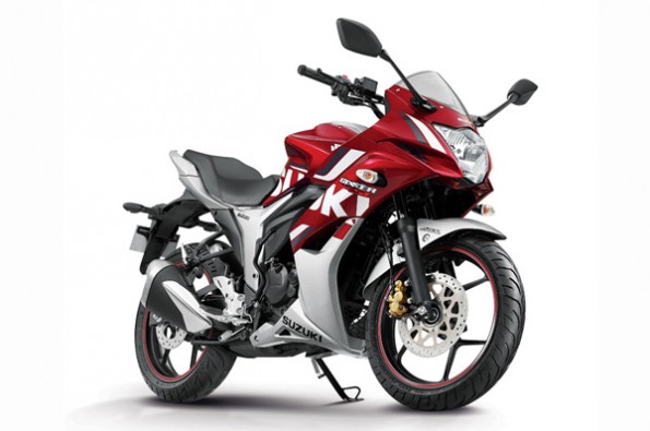 The new red and silver Gixxer SF.