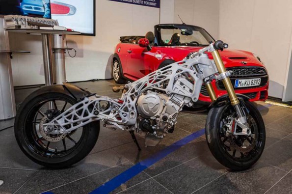 BMW showcases 3D-printed frame.