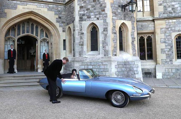 Jaguar E-type EV ferries royal couple at Royal Wedding