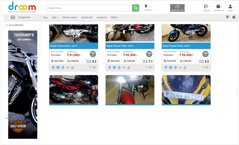 Bike Display ads on search page